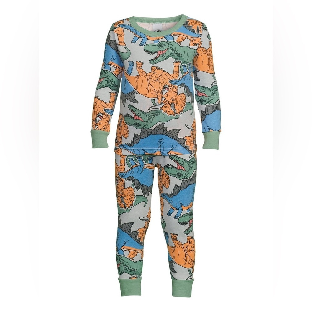 Jurassic Park Dinosaur Kids Character Snug Fit Pajamas Long Sleeve Pant Set